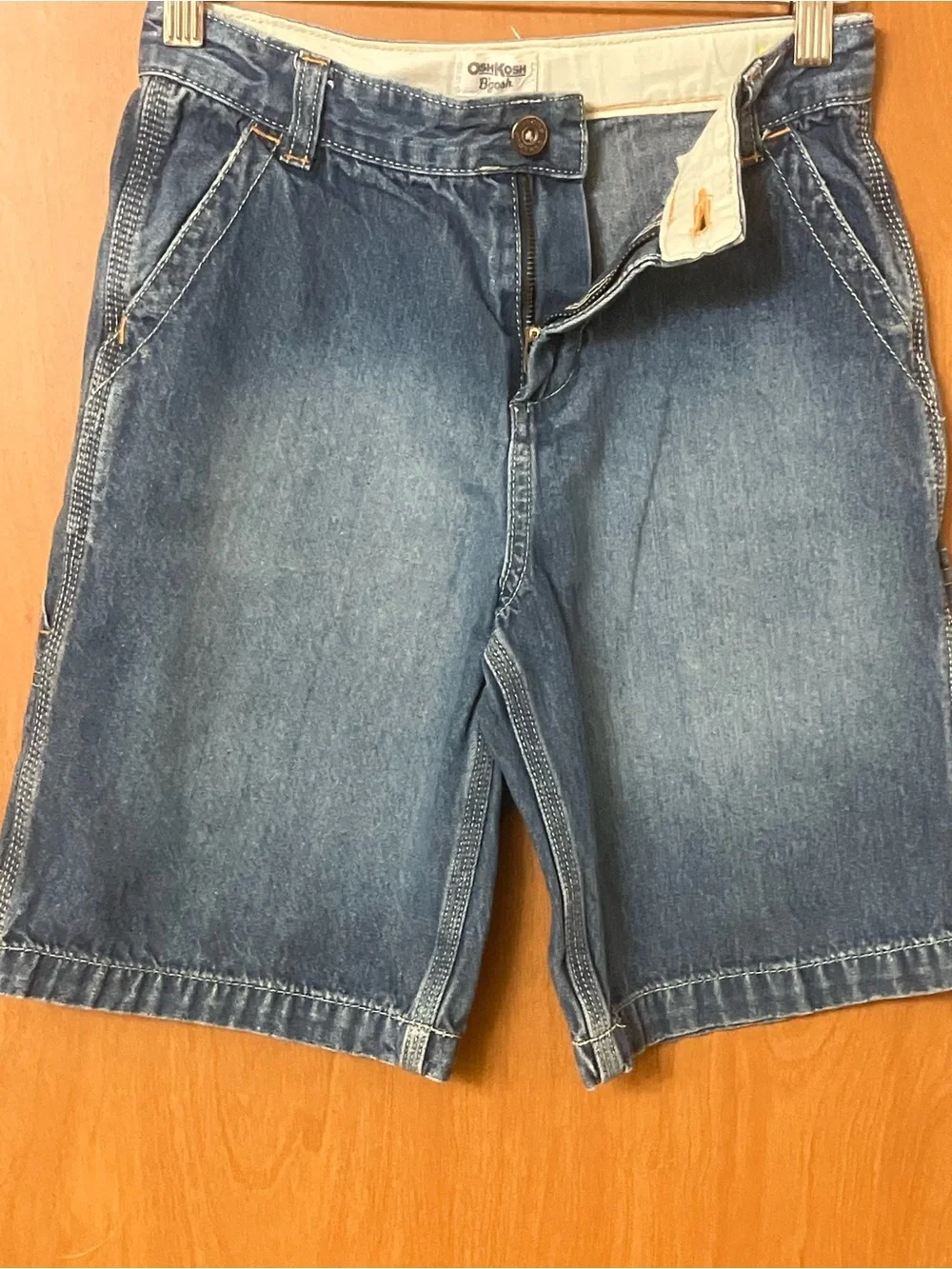 OshKosh Bgosh Boy's Blue Denim Extend Waist Carpenter Shorts Size 8